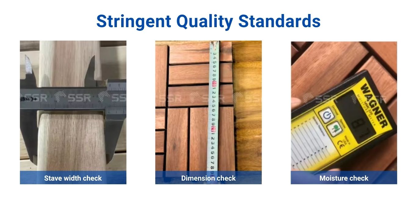 [New Design] 8-Slat Diagonal Acacia Wood Decking Tiles
