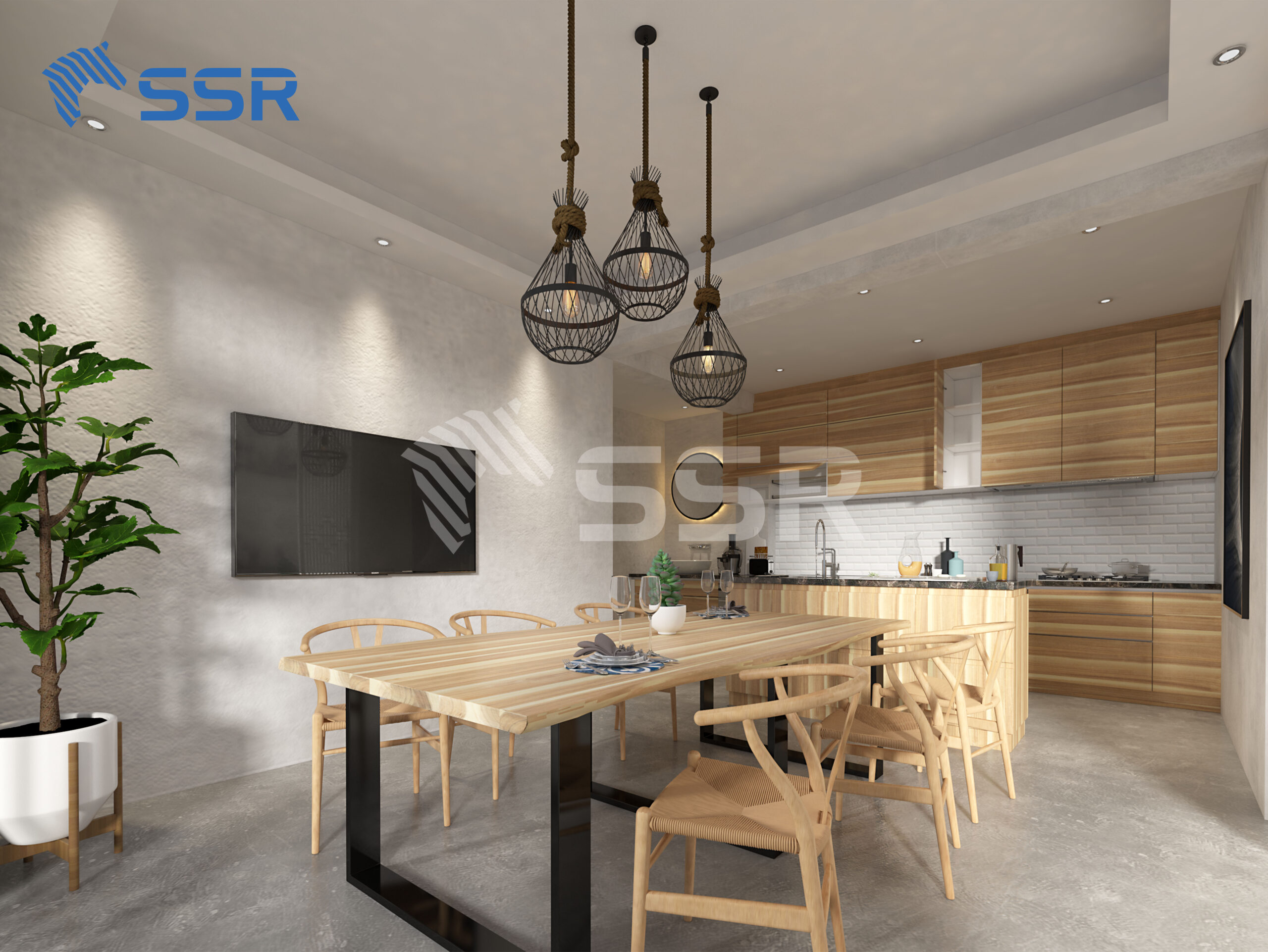 Acacia Wood EG Tabletop Dining Set With Metal Legs